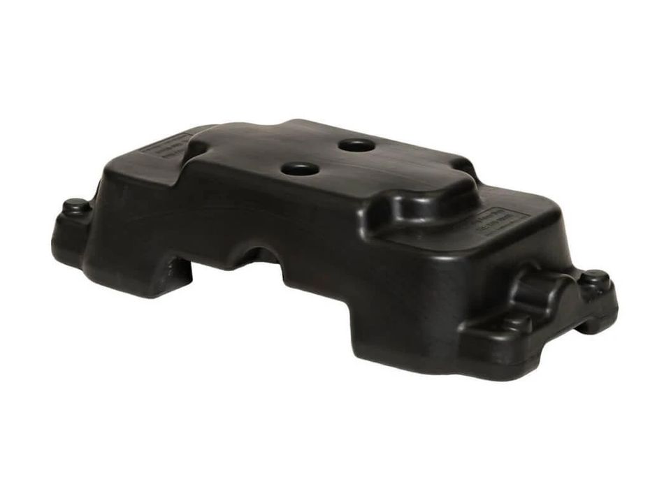 Black 20kg concrete ballast weight with two holes on top