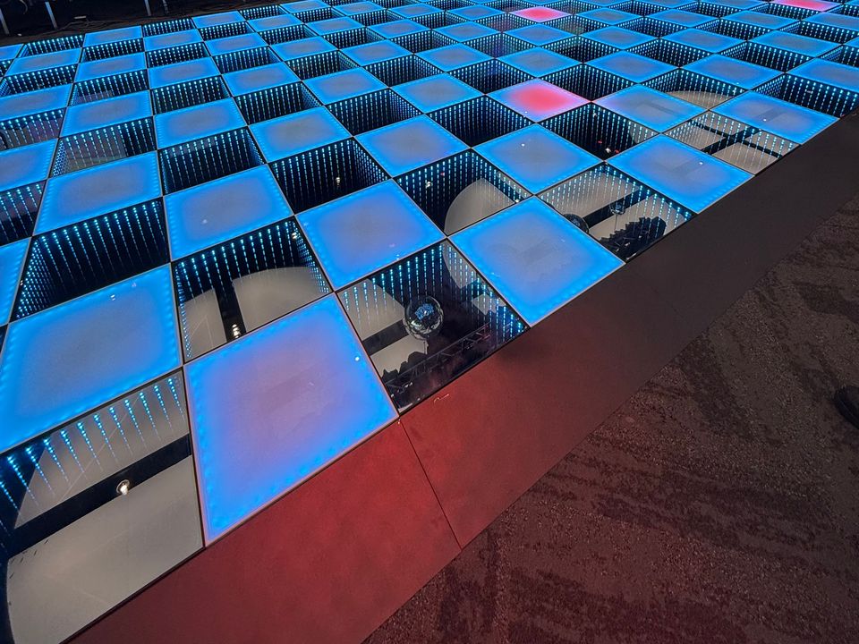 Frosted and Infinity combined LED dance floor lit blue