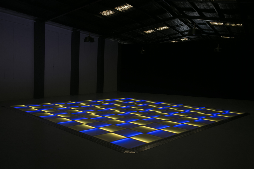 Blue and yellow LED dance floor