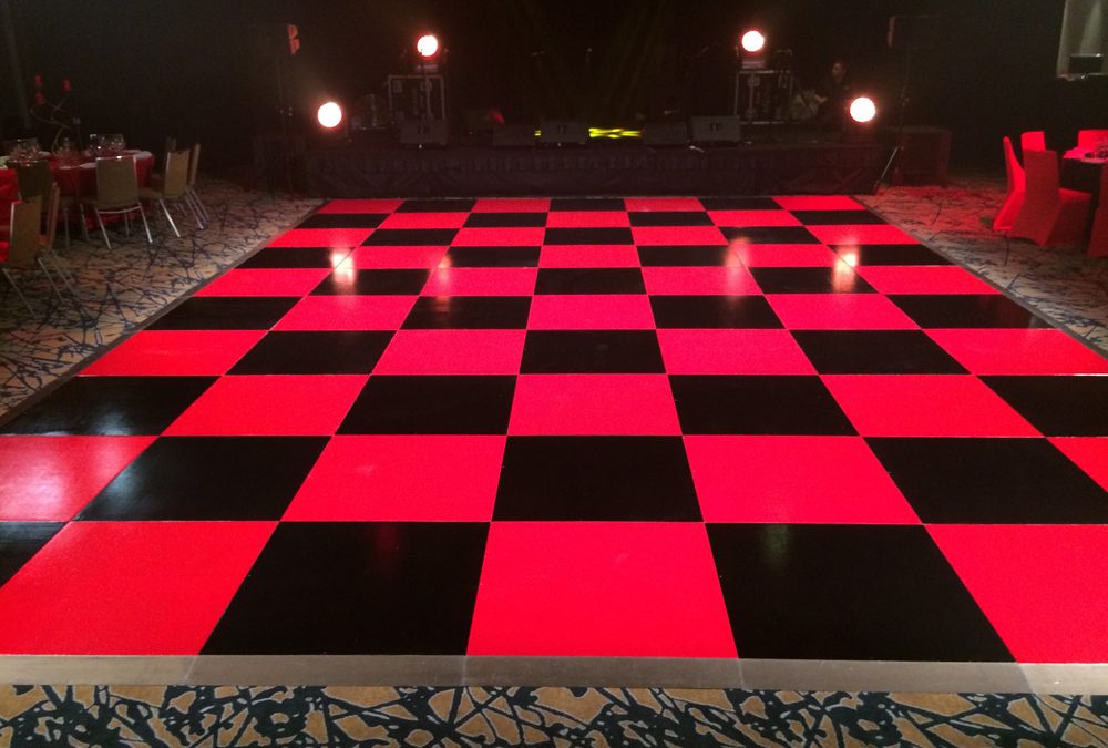 Checker board dance floor at Hyatt Hotel