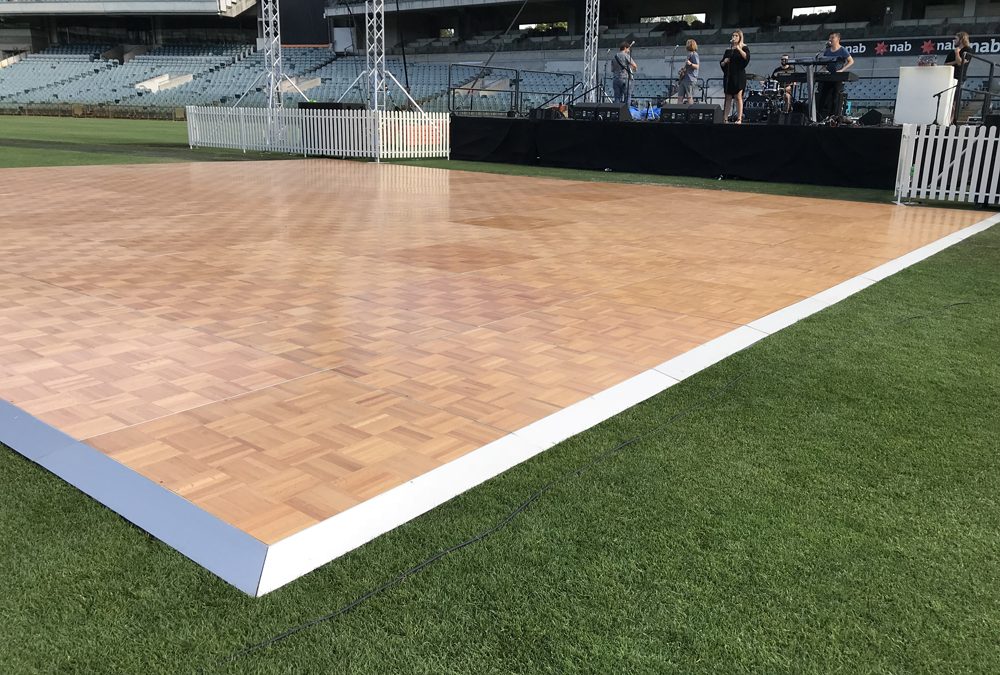 Parquetry dance floor for outdoors Awards night