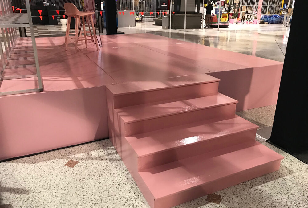 Pink stage with hard fascia