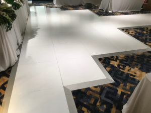 Custom dance floor to suit table layout