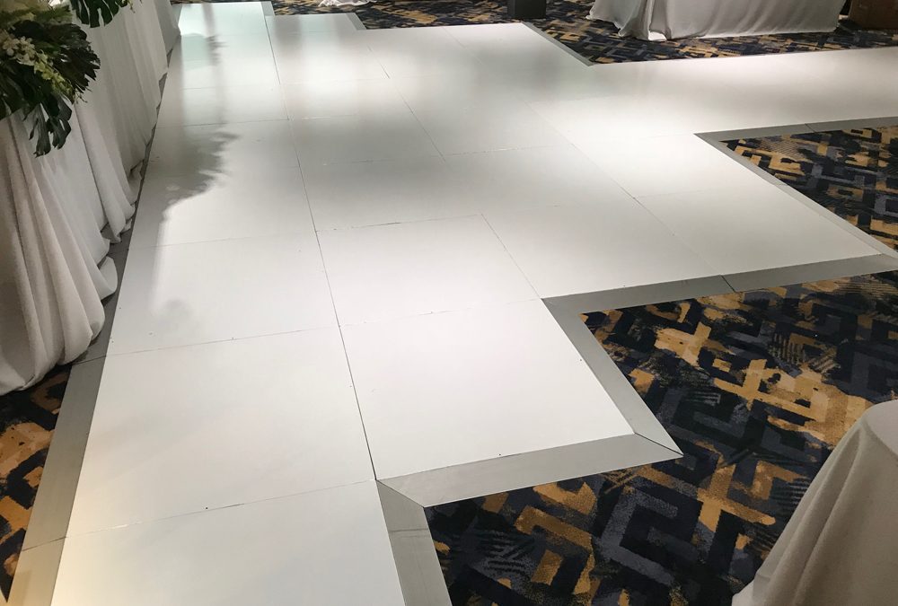 Custom dance floor to suit table layout