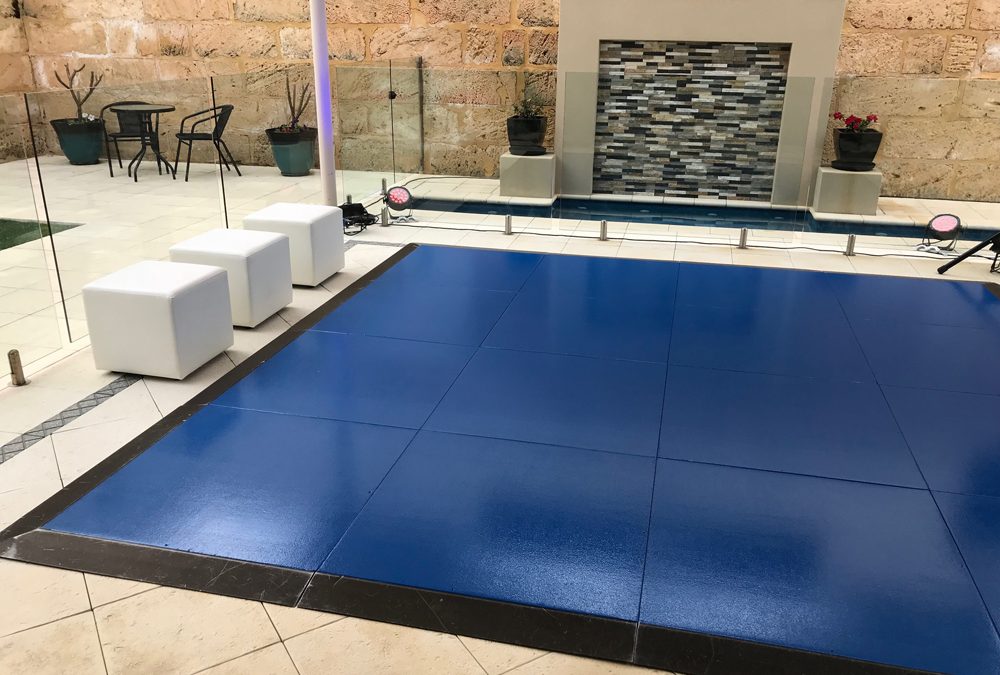 Gloss blue dance floor for birthday party