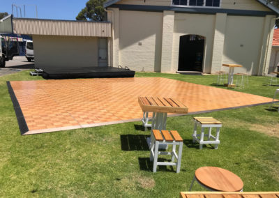 parquetry dance floor and stage