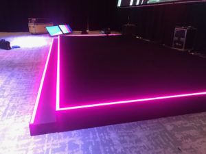 Stage with LED strip lighting