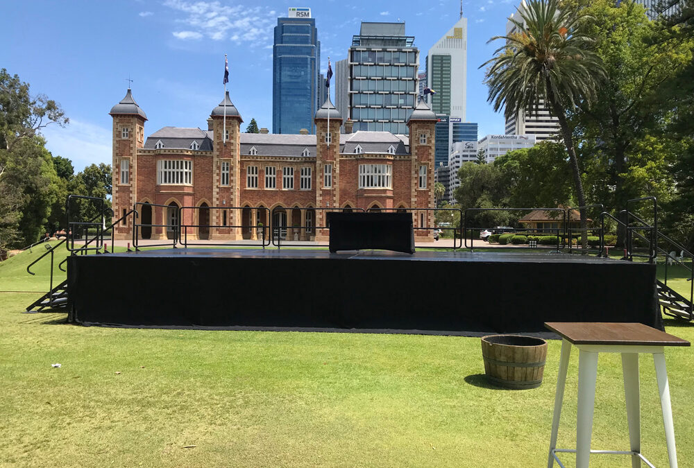 Large outdoor stage at Government House