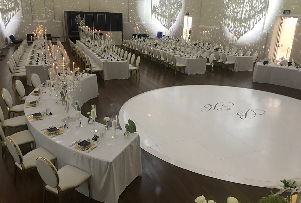 White Gloss Circle Dance Floor with Custom White Edging