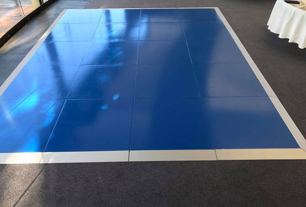 Gloss Blue dance floor with silver edging