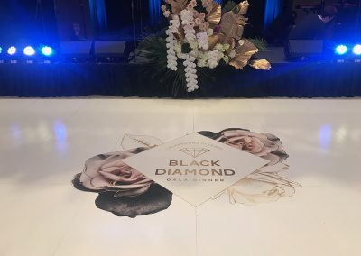 White Gloss Dance Floor with Logo for Lifeline WA Black Diamond Ball