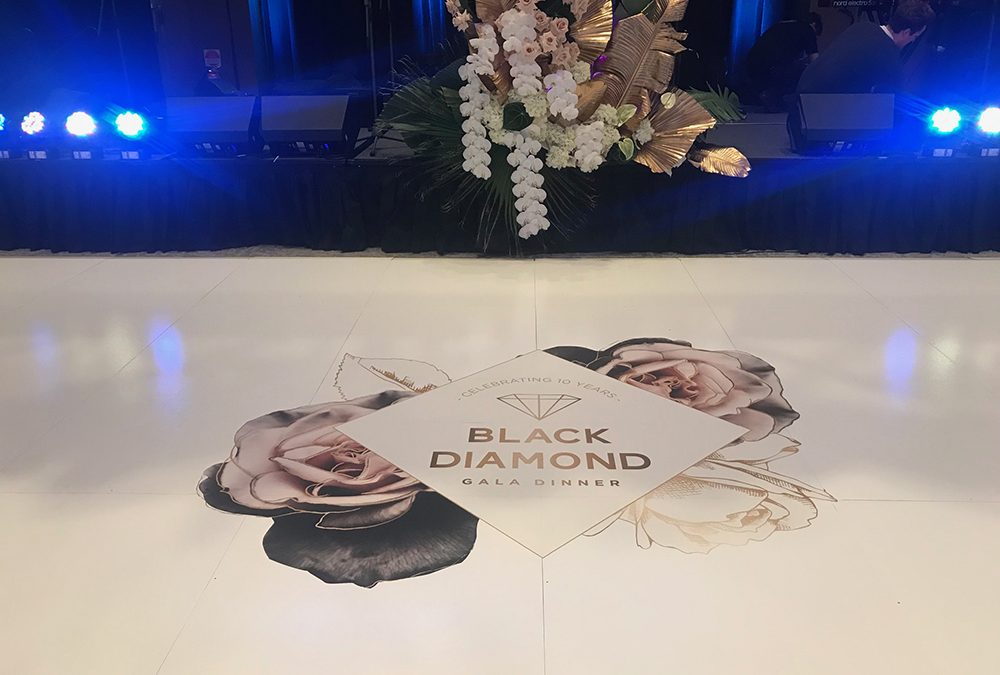 White Gloss Dance Floor with Logo for Lifeline WA Black Diamond Ball