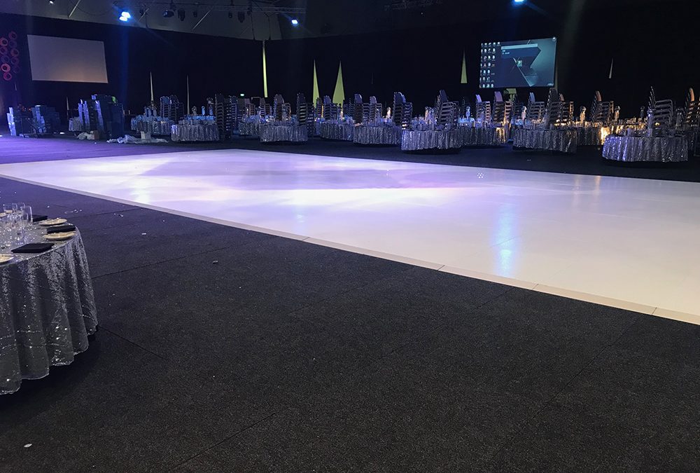 Massive white gloss dance floor 19m x 9m Perth Convention Centre