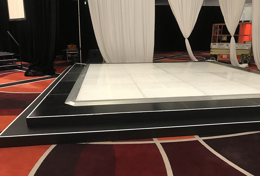 LED dance floor on a raised stage at Crown Perth